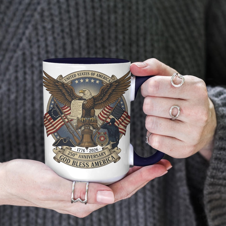 Usa 250th Anniversary Mug   Semiquincentennial Patriotic Eagle  Liberty Bell 1776 2026 Veteran Gift Historic Americana Crest Cup 1766043217313.jpg