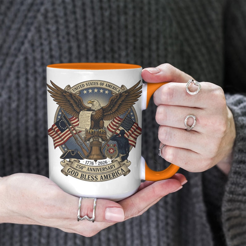 Usa 250th Anniversary Mug   Semiquincentennial Patriotic Eagle  Liberty Bell 1776 2026 Veteran Gift Historic Americana Crest Cup 1766043217373.jpg
