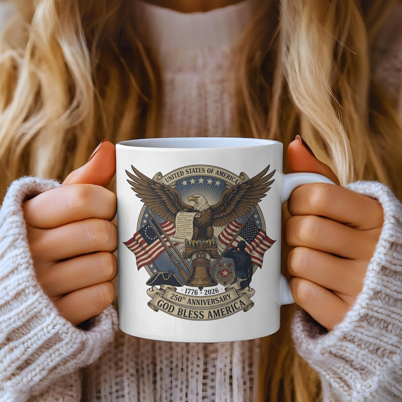 Usa 250th Anniversary Mug   Semiquincentennial Patriotic Eagle  Liberty Bell 1776 2026 Veteran Gift Historic Americana Crest Cup 1766043217859.jpg
