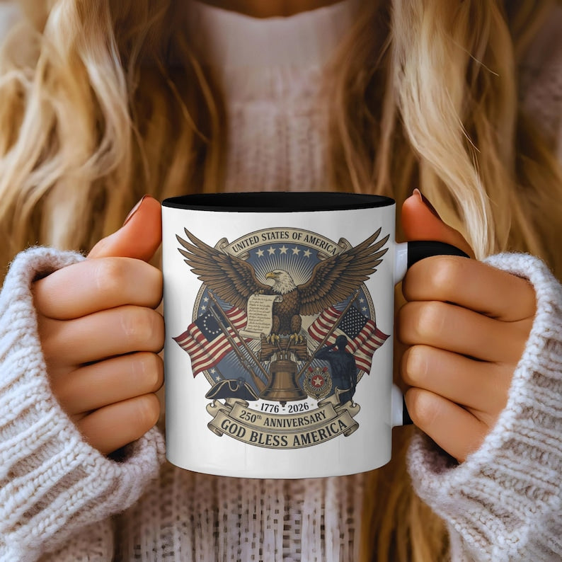 Usa 250th Anniversary Mug   Semiquincentennial Patriotic Eagle  Liberty Bell 1776 2026 Veteran Gift Historic Americana Crest Cup 1766043217860.jpg