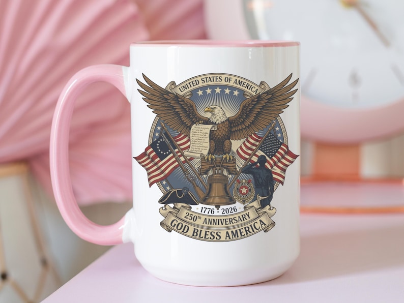 Usa 250th Anniversary Mug   Semiquincentennial Patriotic Eagle  Liberty Bell 1776 2026 Veteran Gift Historic Americana Crest Cup 1766043217871.jpg