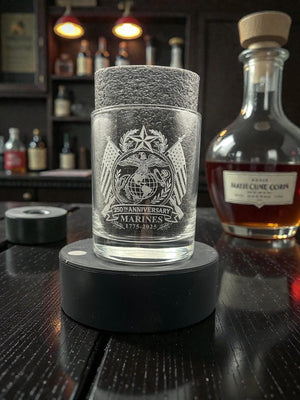 Us Marine Corps 250th Anniversary Whiskey Glass  Double Old Fashioned  Military Veteran Gift  Usmc Commemorative Glass 1766045260611.jpg