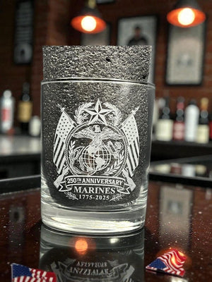 Us Marine Corps 250th Anniversary Whiskey Glass  Double Old Fashioned  Military Veteran Gift  Usmc Commemorative Glass 1766045261230.jpg