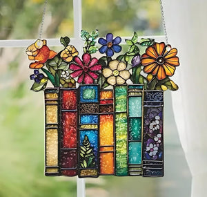 Personalized Book And Flower Suncatcher Custom Acrylic Window Hanging Decor Literary Floral Gift Rainbow Sun Catcher For Book Lovers 1766389008456.jpg