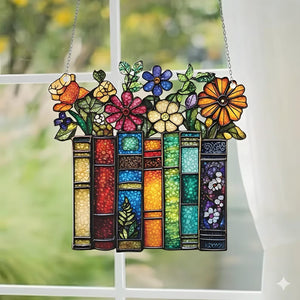Personalized Book And Flower Suncatcher Custom Acrylic Window Hanging Decor Literary Floral Gift Rainbow Sun Catcher For Book Lovers 1766389008515.jpg