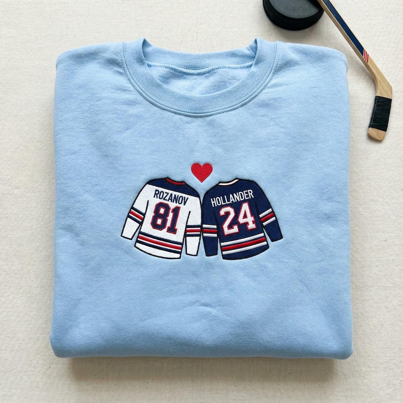Team Hollanov Embroidered Sweatshirt Hockey Romance Fan Crewneck Unisex Lgbt Hockey Gift Heated Rivalry Bookish Shirt 1766464601924.jpg