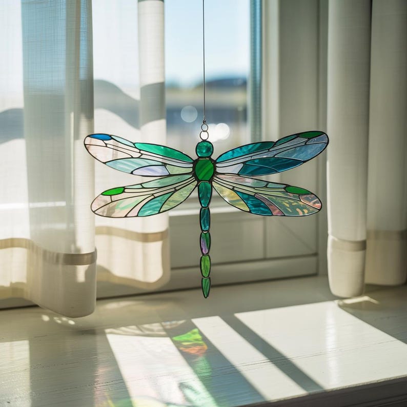 Green Dragonfly Acrylic Suncatcher Dragonfly Window Decor Garden Bug Ornament Dragonfly Stained Glass Nature Lover Gift Spring Decor 1767771903660.jpg