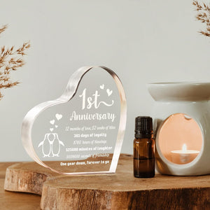 1 Year Anniversary Wedding Gifts For Boyfriend Girlfriend One Year 1st Anniversary Romantic Gifts For Him Her Heart Shaped Acrylic Block For Couple Husband Wife Penguin Keepsake 1769500079953.jpg