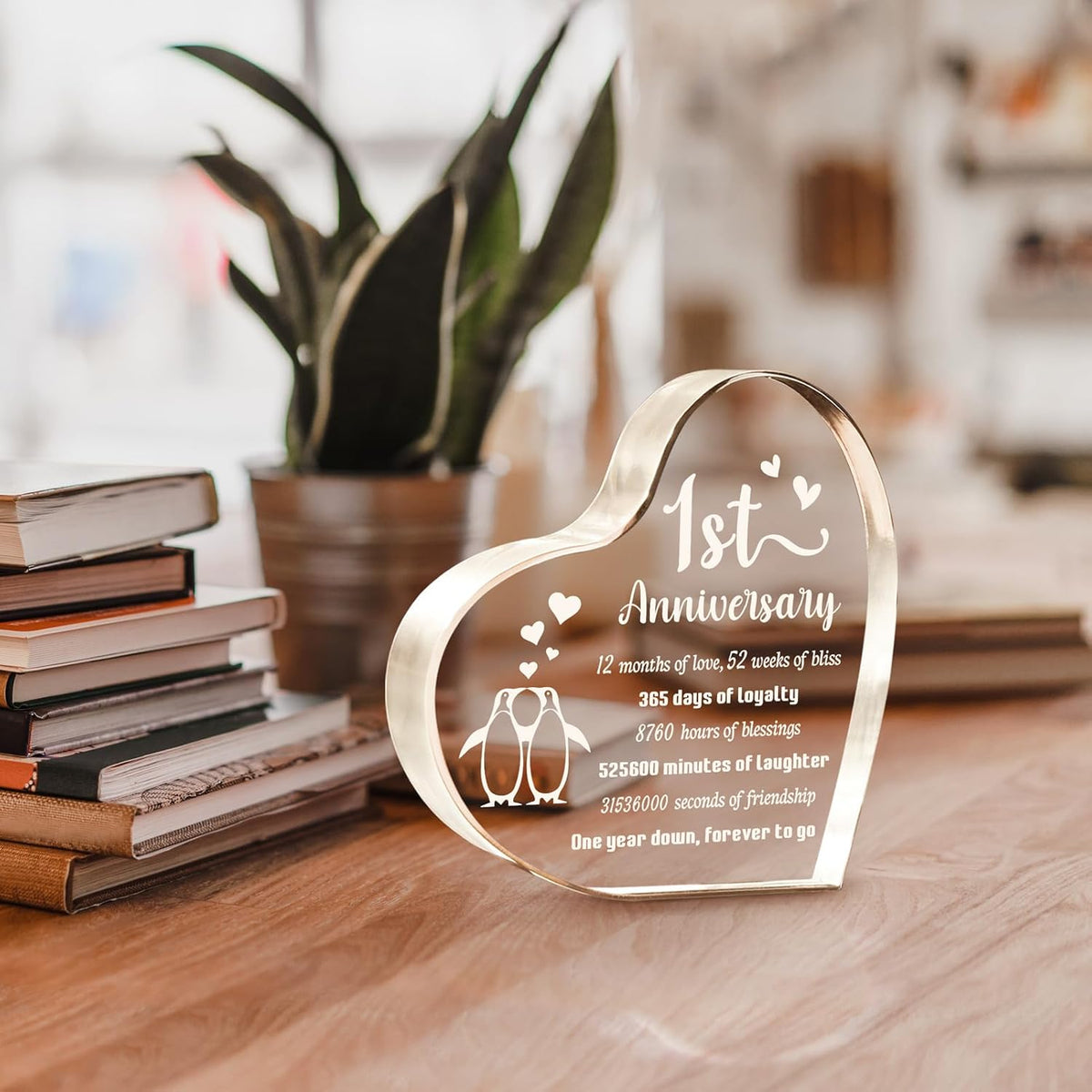 1 Year Anniversary Wedding Gifts For Boyfriend Girlfriend One Year 1st Anniversary Romantic Gifts For Him Her Heart Shaped Acrylic Block For Couple Husband Wife Penguin Keepsake 1769500079991.jpg