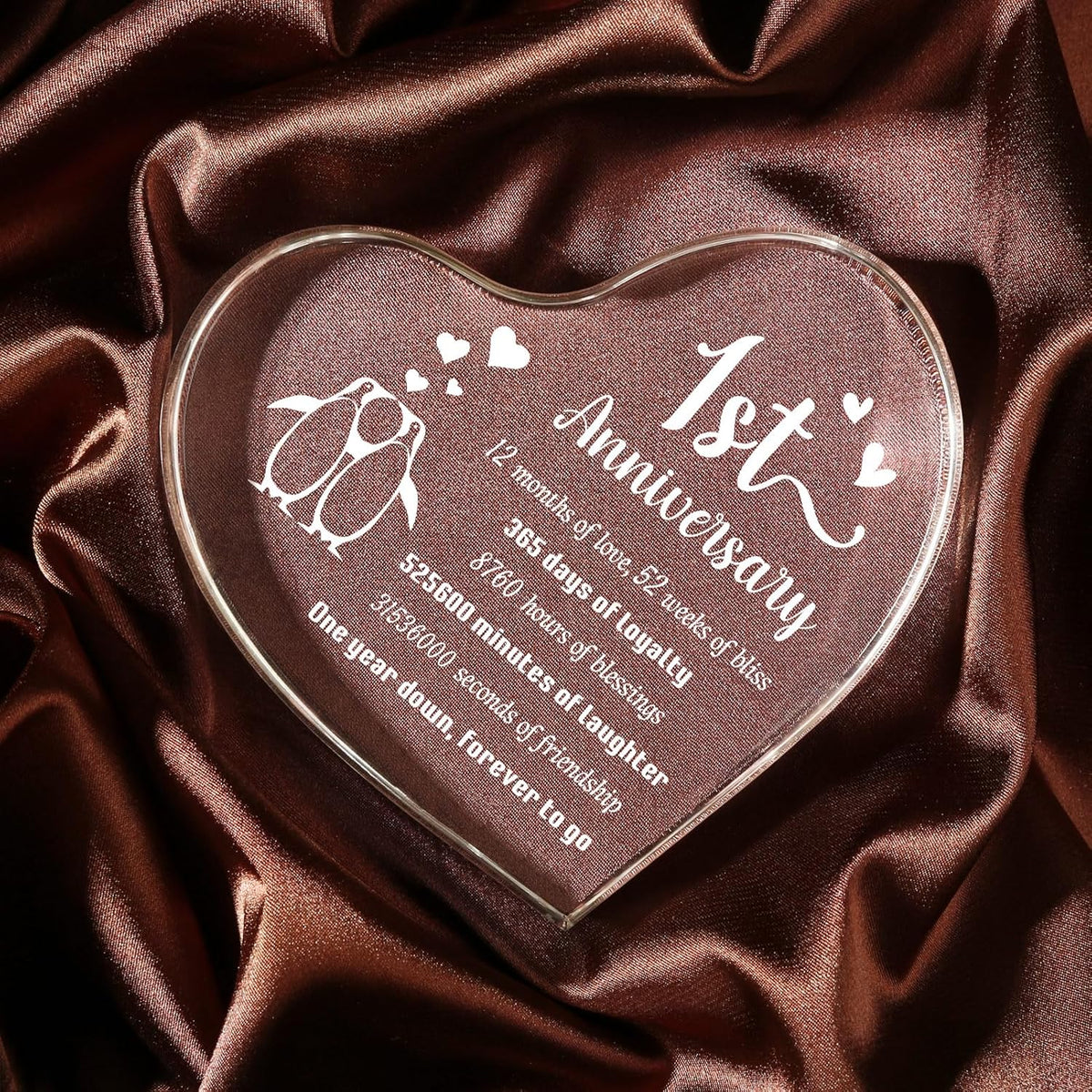 1 Year Anniversary Wedding Gifts For Boyfriend Girlfriend One Year 1st Anniversary Romantic Gifts For Him Her Heart Shaped Acrylic Block For Couple Husband Wife Penguin Keepsake 1769500080674.jpg