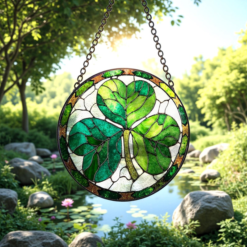 Shamrock Stained Glass Suncatchershamrock Stained Glass Window Hangingst Patricks Day Decorationirish Shamrock Gift For Family Frends 1770018724336.jpg