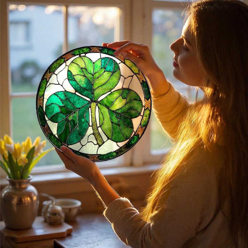 Shamrock Stained Glass Suncatchershamrock Stained Glass Window Hangingst Patricks Day Decorationirish Shamrock Gift For Family Frends 1770018724340.jpg