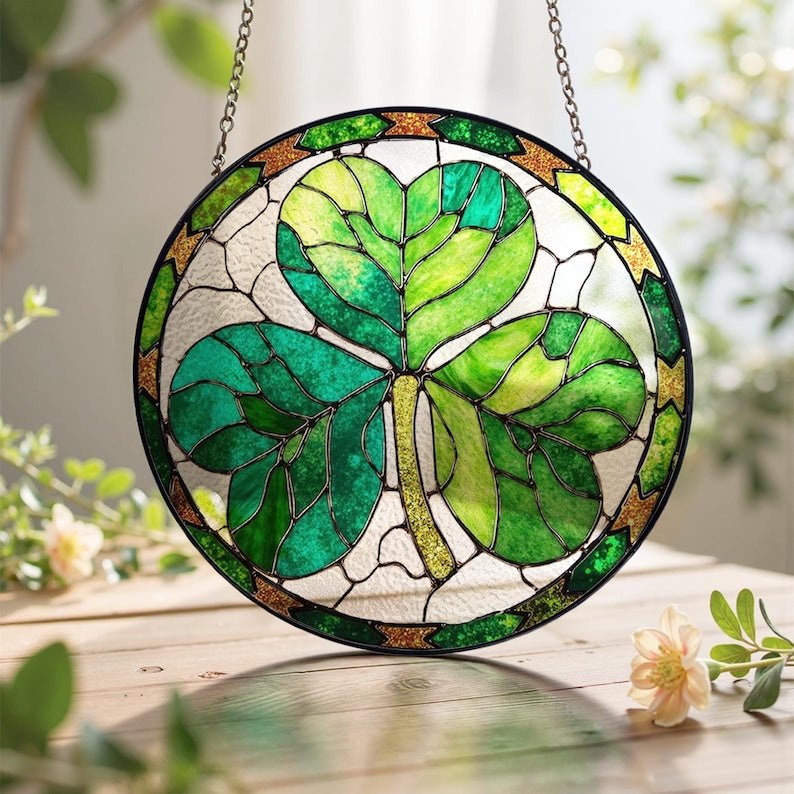 Shamrock Stained Glass Suncatchershamrock Stained Glass Window Hangingst Patricks Day Decorationirish Shamrock Gift For Family Frends 1770018724350.jpg