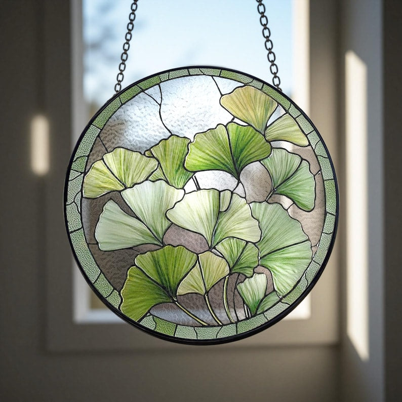 Round Ginkgo Leaf Stained Glass Suncatcherginkgo Window Hanginggift For Plant Lovers Or Momautumn Garden Boho Nature Inspired Home Decor 1770019057085.jpg