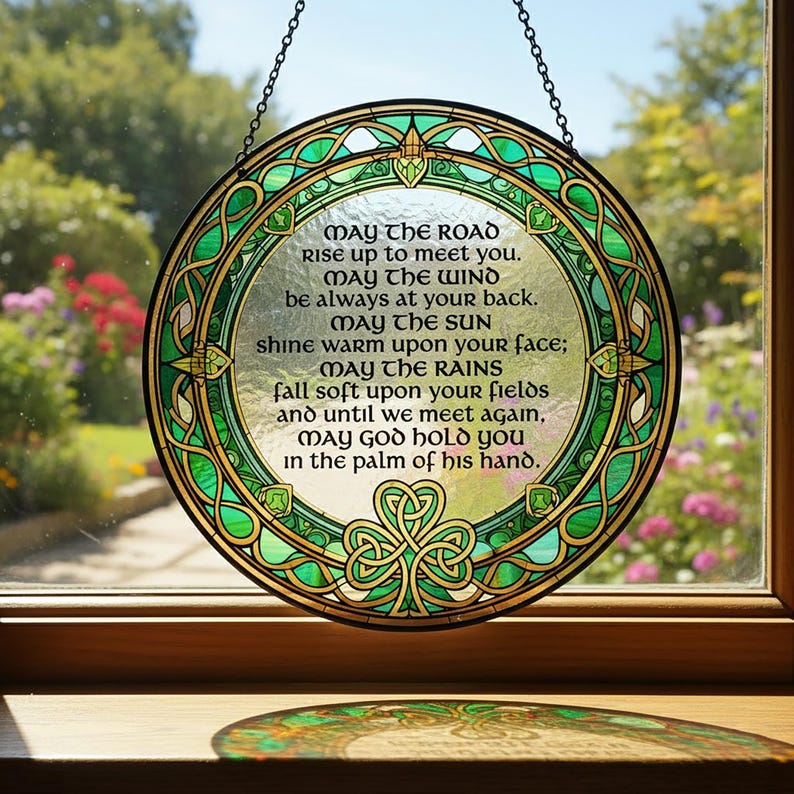 Stained Glass Irish Blessing Suncatcher Celtic Window Decor Irish Blessing St Patrick S Day Gift St Patrick S Day Decor 1770024616204.jpg