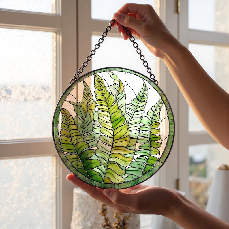 Fern Plant Stained Glass Suncatcherfern Plant Light Catcher Ornamentperfect Plant Lover  Plant Mom Giftbrighten Home Decor 1770105215562.jpg