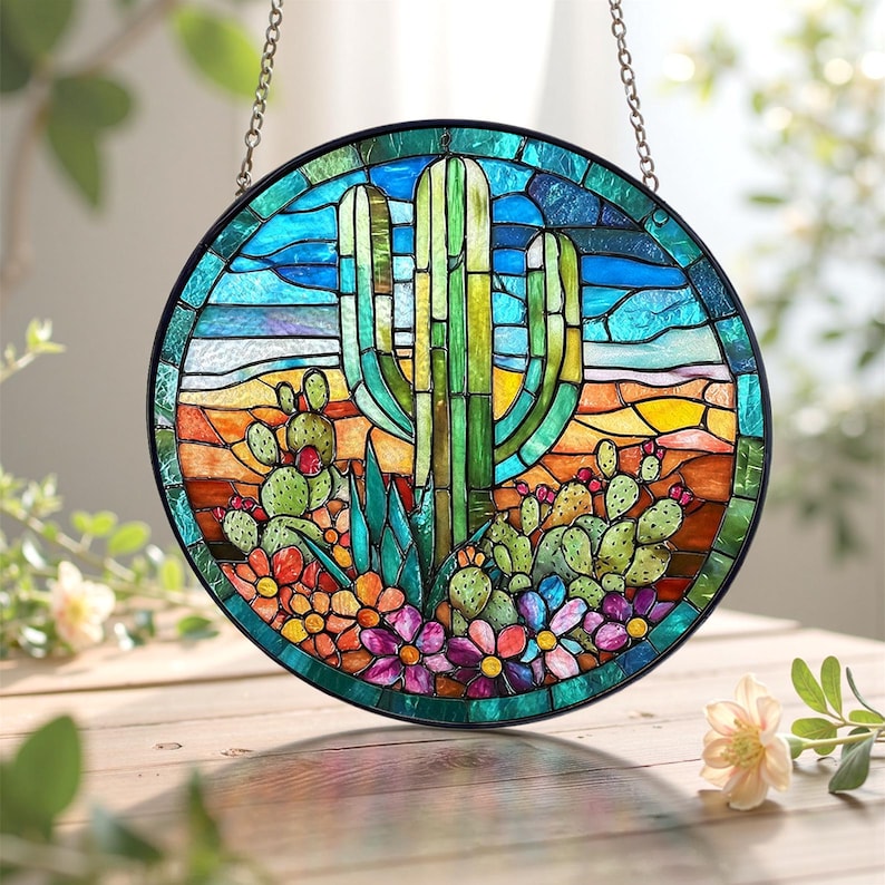 Cactus Stained Glass Suncatcherwindow Hanging Decorindoor Outdoor Art Decor Ideal Gift For Valentine Weddings Holidayshousewarming Gift 1770105390278.jpg