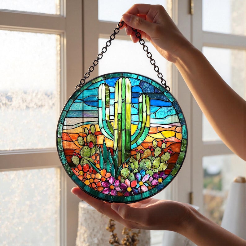 Cactus Stained Glass Suncatcherwindow Hanging Decorindoor Outdoor Art Decor Ideal Gift For Valentine Weddings Holidayshousewarming Gift 1770105390840.jpg