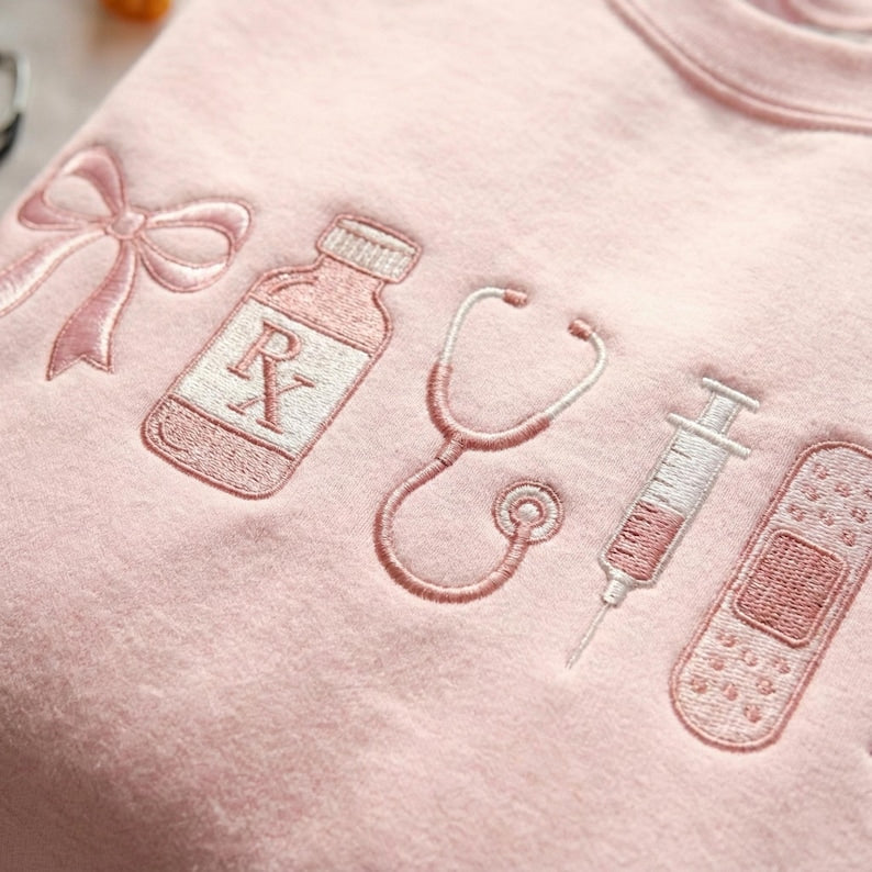 Embroidered Custom Nurse Sweatshirt Medical Crewneck Cute Healthcare Gift For Her Medical Assistant Embroidered Sweatshirt Rn 1770176305094.jpg
