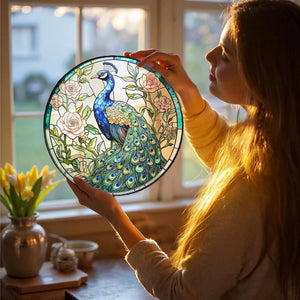 Peacock Stained Glass Suncatcher Colorful Peacock  Rose Window Hanging Bird Wall Art Gift For Mom Or Grandma Gifts For Bird Lovers 1770265481828.jpg