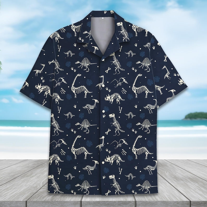 Dinosaur Skeleton Hawaiian Shirt For Men Women Youth Vintage Jurassic Shirt Dinosaur Button Up Short Sleeve Summer Shirt For Dino Lovers 1770266657524.jpg
