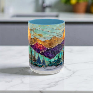 Stained Glass Mountain Mug Watercolor Sunset Ceramic Coffee Cup 11oz Or 15oz 1770603537020.jpg