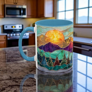 Stained Glass Mountain Mug Watercolor Sunset Ceramic Coffee Cup 11oz Or 15oz 1770603537082.jpg
