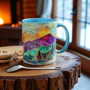 Stained Glass Mountain Mug Watercolor Sunset Ceramic Coffee Cup 11oz Or 15oz 1770603537087.jpg