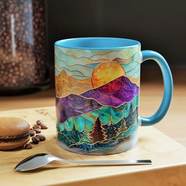 Stained Glass Mountain Mug Watercolor Sunset Ceramic Coffee Cup 11oz Or 15oz 1770603537088.jpg