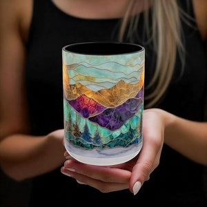 Stained Glass Mountain Mug Watercolor Sunset Ceramic Coffee Cup 11oz Or 15oz 1770603537090.jpg