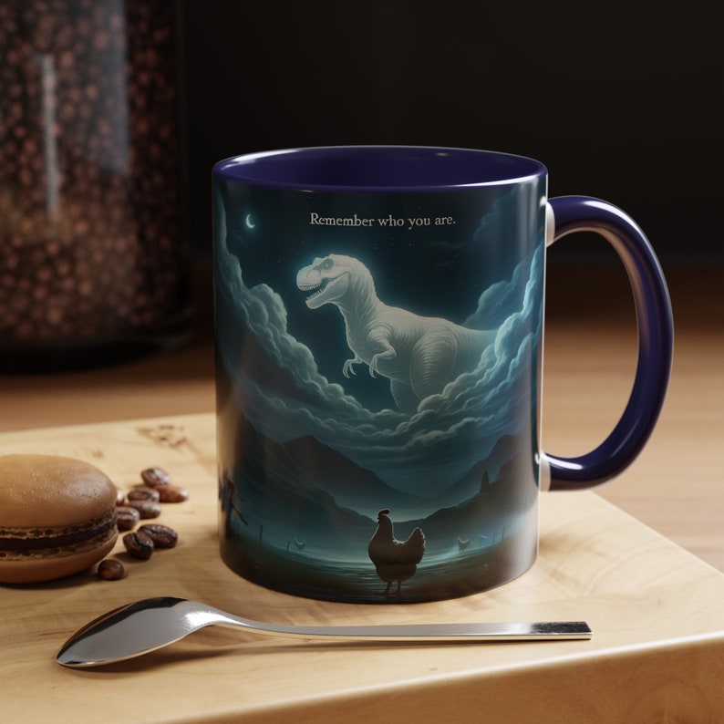 Remember Who You Are Mug Funny T Rex Chicken Meme Gift 1770605698479.jpg