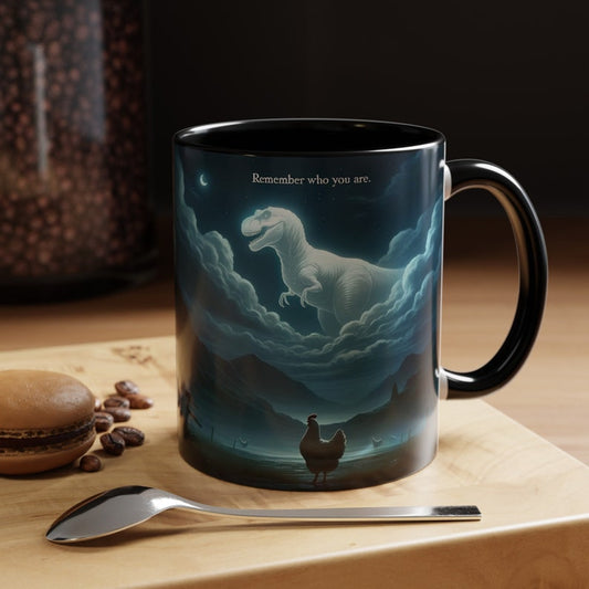 Remember Who You Are Mug Funny T Rex Chicken Meme Gift 1770605698481.jpg
