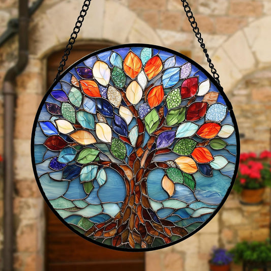 Stained Glass Window Hanging Colorful Tree Of Life Sun Catchers Glass Panel Blue Suncatcher Decor For Birthday For Women Men Wife Aunt And Mom 1770610391290.jpg