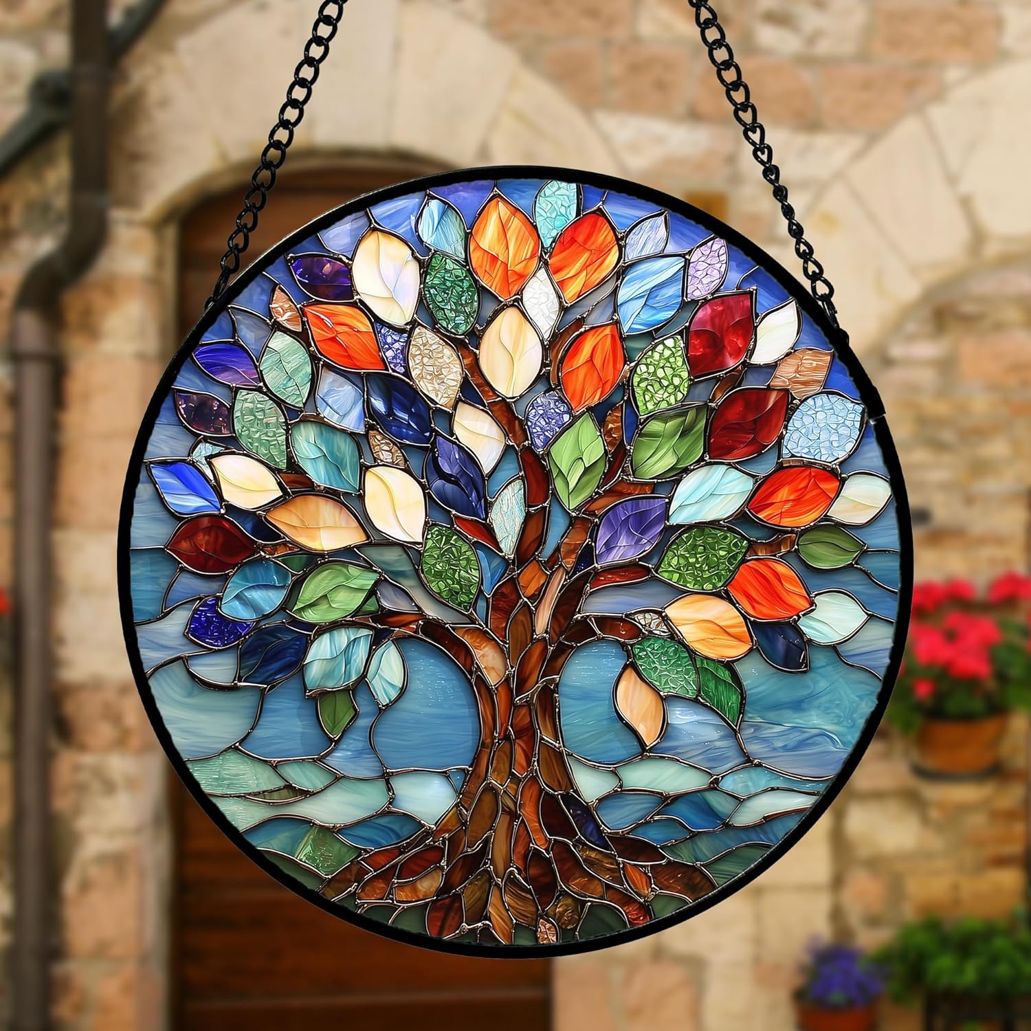 Stained Glass Window Hanging Colorful Tree Of Life Sun Catchers Glass Panel Blue Suncatcher Decor For Birthday For Women Men Wife Aunt And Mom 1770610391290.jpg