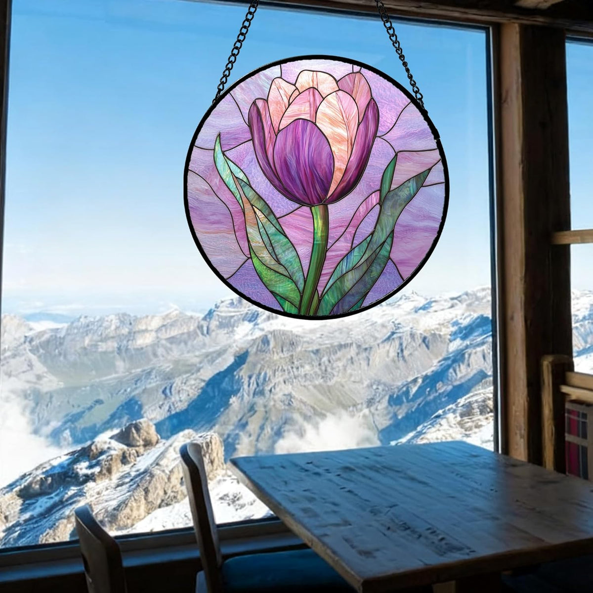 Stained Glass Window Hanging Purple Tulips Flower   Suncatcher Door Garden Sun Catcher Home Decor Birthday Mothers Day For Mom Men Woman Parents Her Nana Friend 1770610646416.jpg