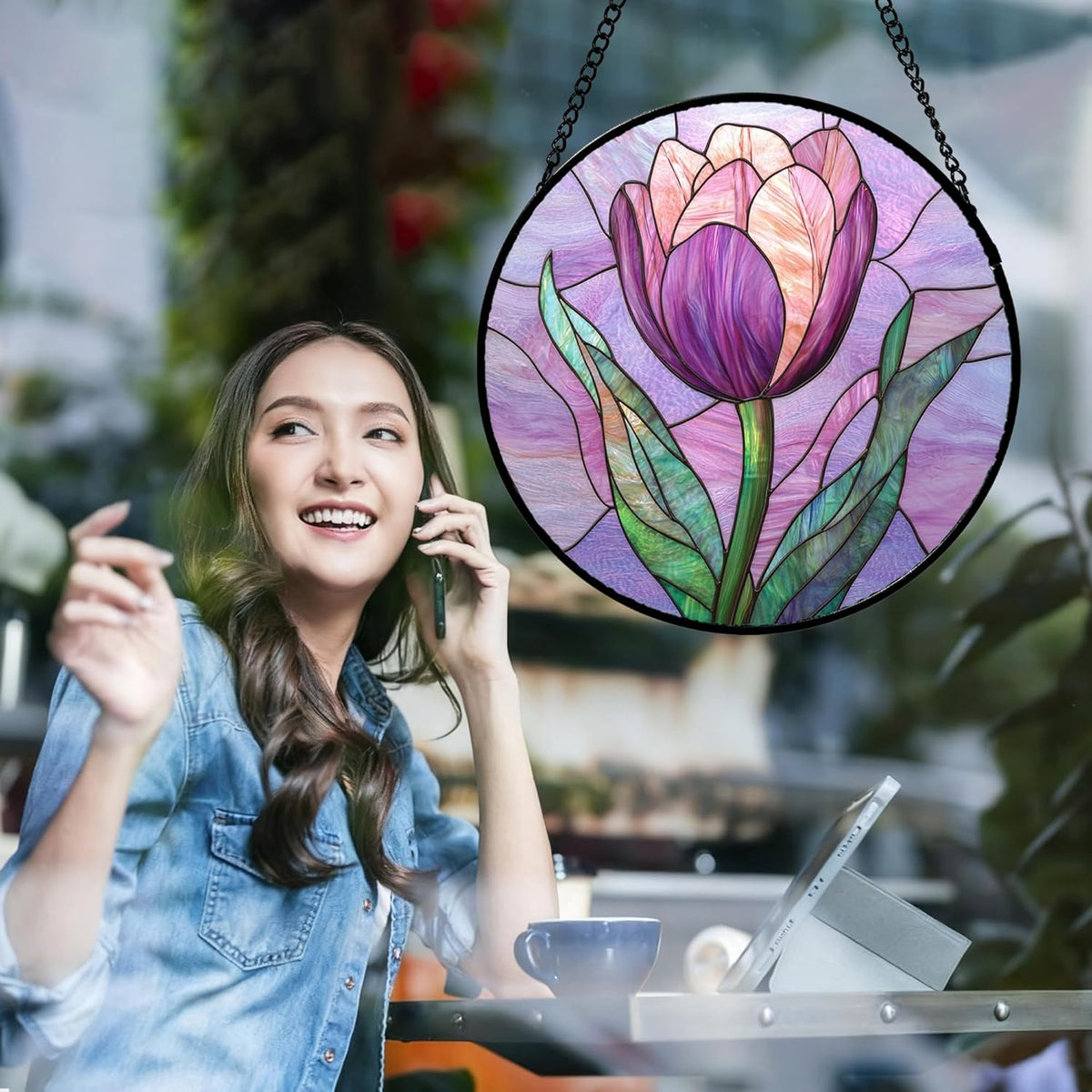 Stained Glass Window Hanging Purple Tulips Flower   Suncatcher Door Garden Sun Catcher Home Decor Birthday Mothers Day For Mom Men Woman Parents Her Nana Friend 1770610646423.jpg