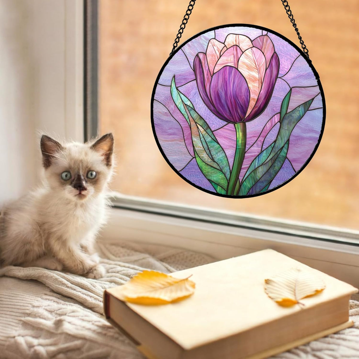 Stained Glass Window Hanging Purple Tulips Flower   Suncatcher Door Garden Sun Catcher Home Decor Birthday Mothers Day For Mom Men Woman Parents Her Nana Friend 1770610646492.jpg