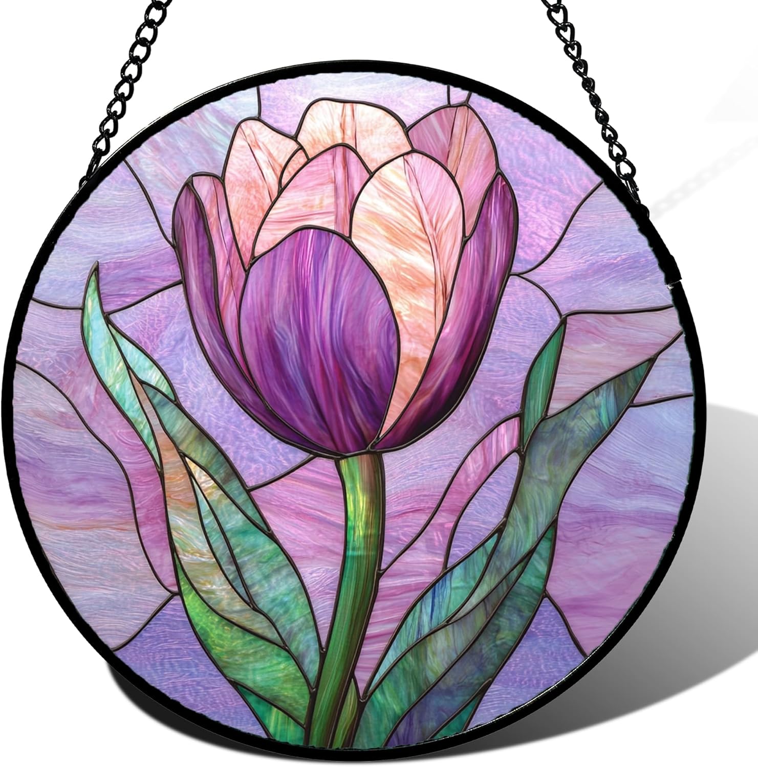 Stained Glass Window Hanging Purple Tulips Flower   Suncatcher Door Garden Sun Catcher Home Decor Birthday Mothers Day For Mom Men Woman Parents Her Nana Friend 1770610646526.jpg