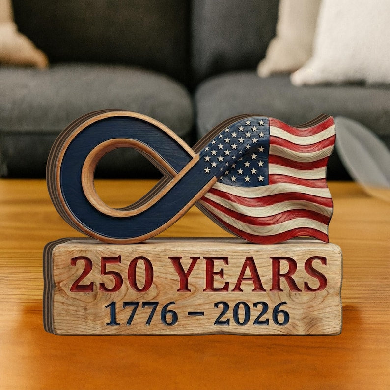 America 250 Wooden Block Sign Patriotic Infinity Flag Tabletop Decor Usa Anniversary Display 1771831899770.jpg