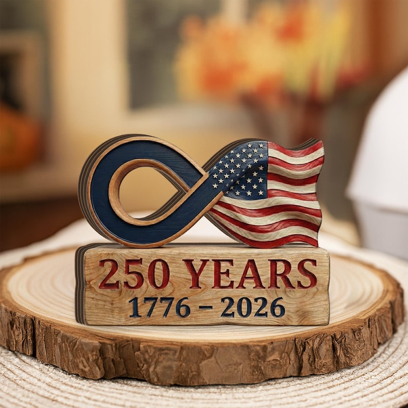 America 250 Wooden Block Sign Patriotic Infinity Flag Tabletop Decor Usa Anniversary Display 1771831900553.jpg