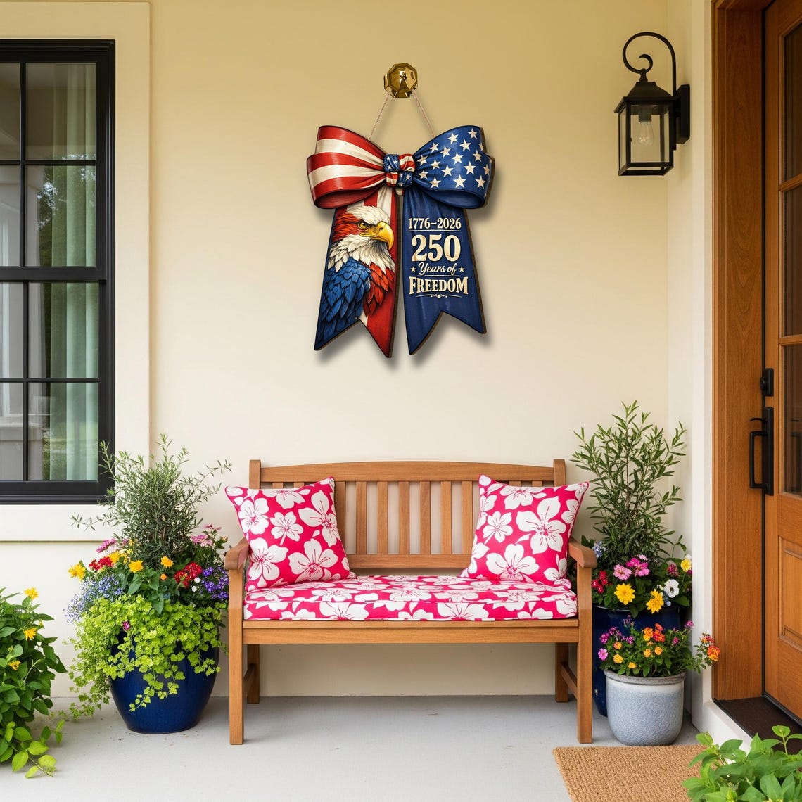 Wooden Patriotic Bow Door Sign America 250th Anniversary Eagle Flag Decor 1773039316133.jpg