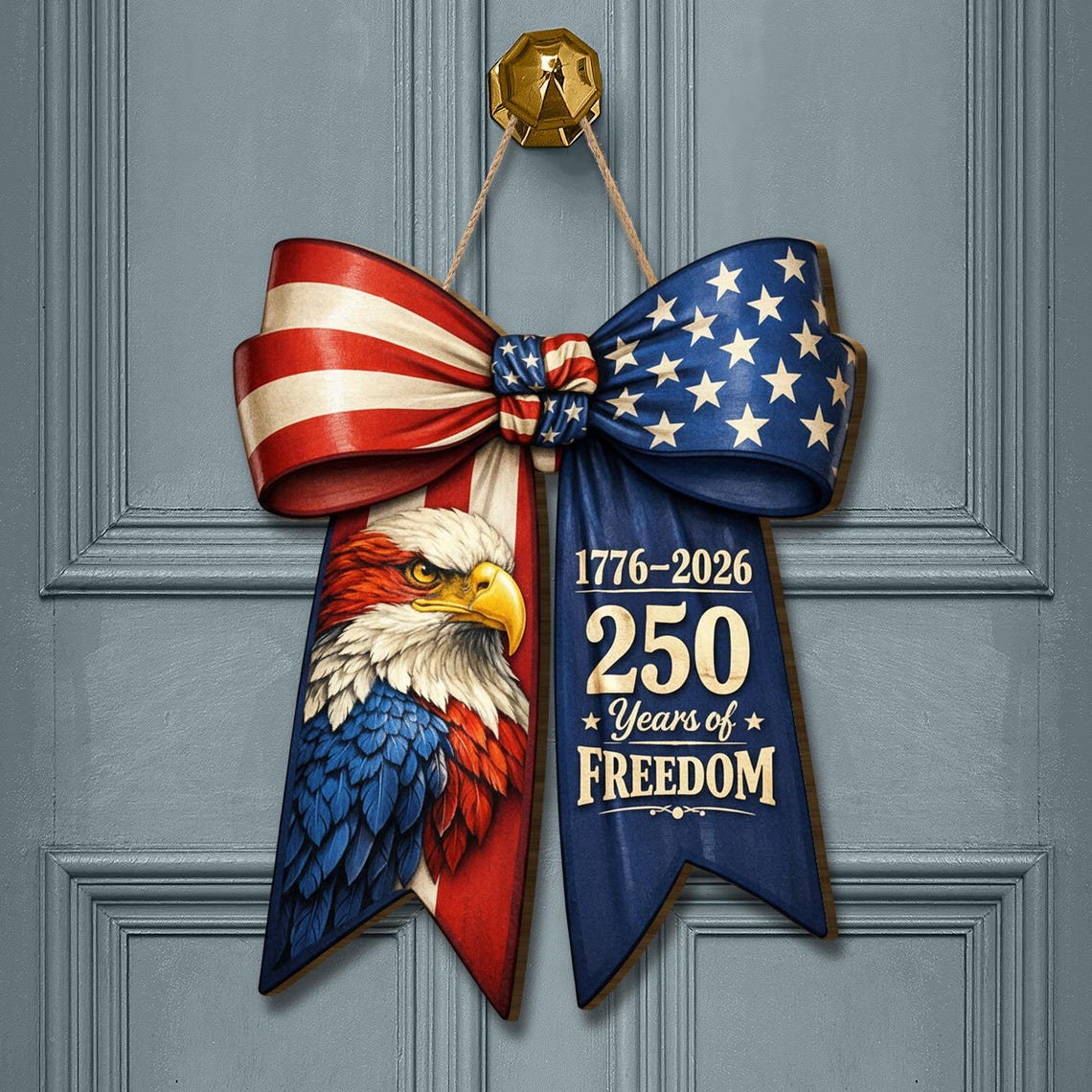 Wooden Patriotic Bow Door Sign America 250th Anniversary Eagle Flag Decor 1773039316170.jpg
