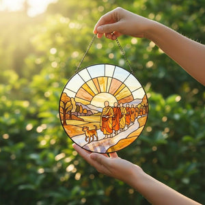 Walk For Peace Suncatcher Peaceful Buddhist Monks With Aloka Dog Zen Compassion Window Art Mindfulness Home Decor 1773125593101.jpg