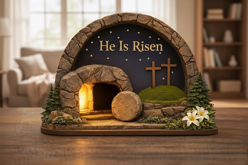Easter Wooden Block Empty Tomb Resurrection Scene He Is Risen Christian Decor Meaningful Church Gift For Pastor Appreciation And Ministry 1773128882224.jpg