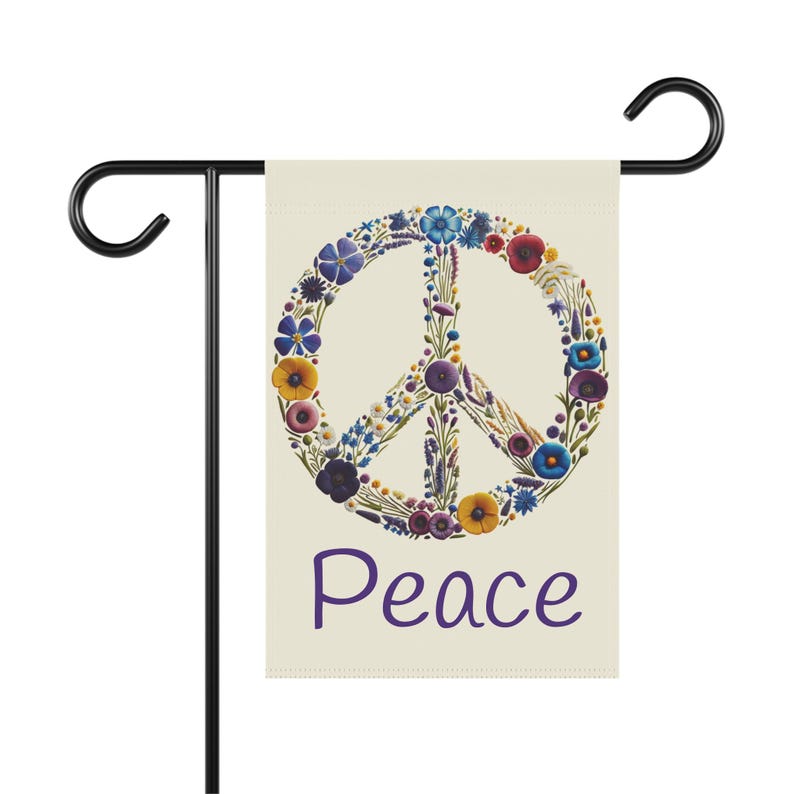 Floral Peace Sign Garden Flag Wildflower Yard Banner 1773195835601.jpg