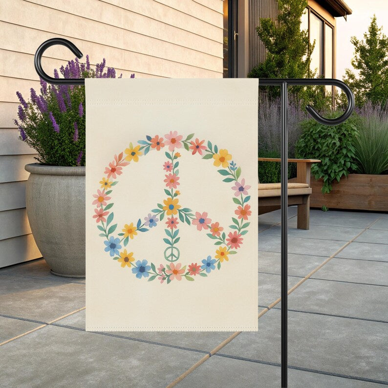 Peace Sign Garden Flag   Floral Garden Flag   Hippie Garden Flag   Watercolor Garden Flag   Spring Yard Flag 1773196241838.jpg