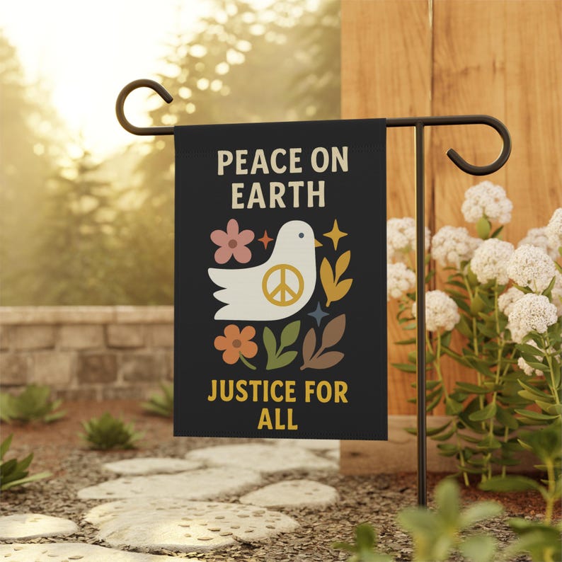 Peace On Earth Garden Flag  Retro Peace Dove Yard Decor  Justice For All Outdoor  Boho Floral Activist Flag  Inspirational Home Decor 1773196997935.jpg