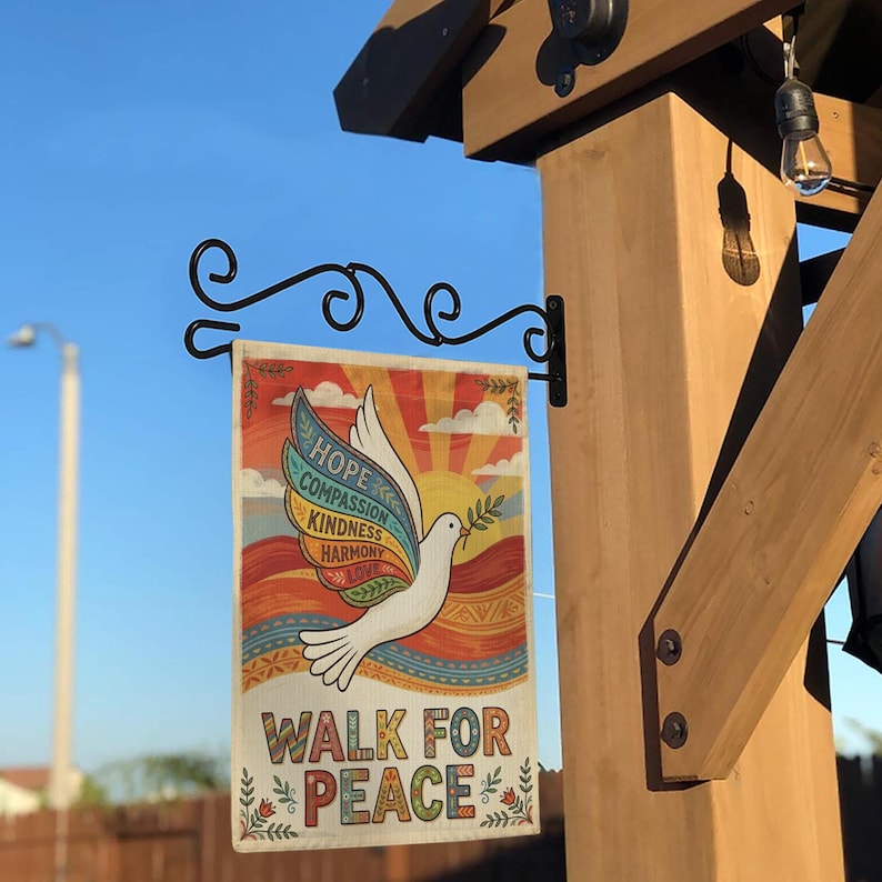 Walk For Peace Garden Flag Retro Dove Kindness Yard Sign 1773199163059.jpg