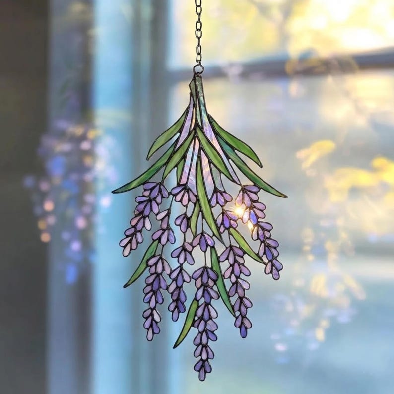 Lavender Suncatcher Hanging Purple Lavender Window Decor Botanical Floral Glass Art For Home 1773377161159.jpg