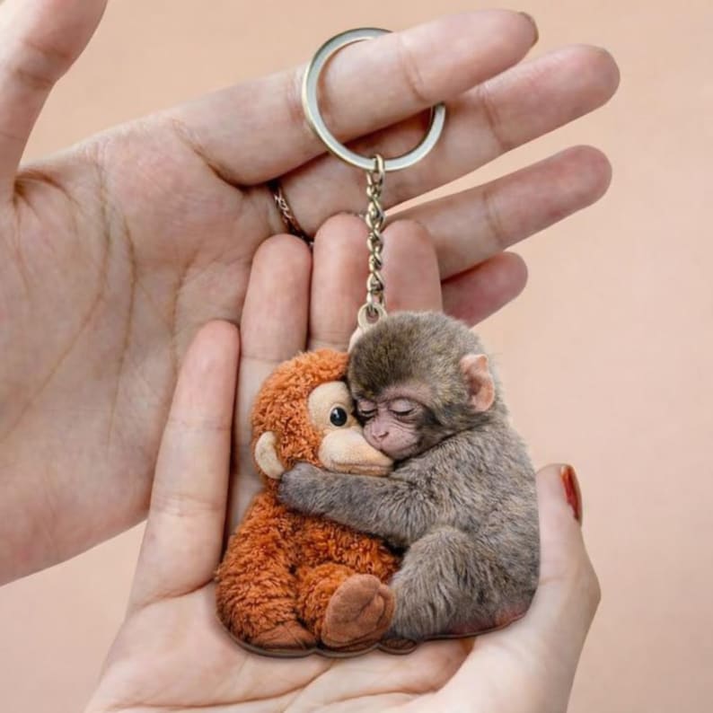Viral Punch Monkey Wooden Keychain Cute Baby Monkey With Plush Toy Gift Emotional Gift For Animal Lovers Baby Monkey Punch 1773633963978.jpg